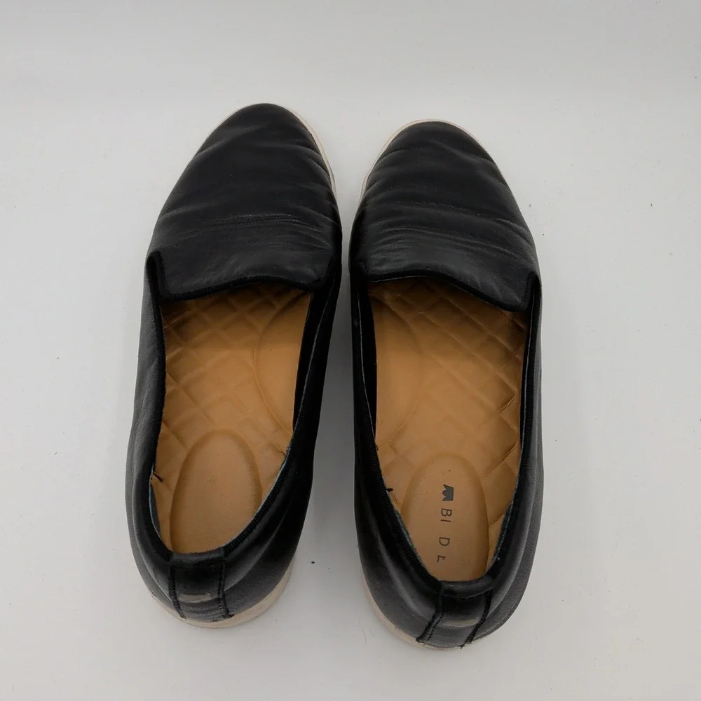 Birdies The Swift Black Leather Slip On Sneakers Loafers Womens 7.5 Casual Shoes